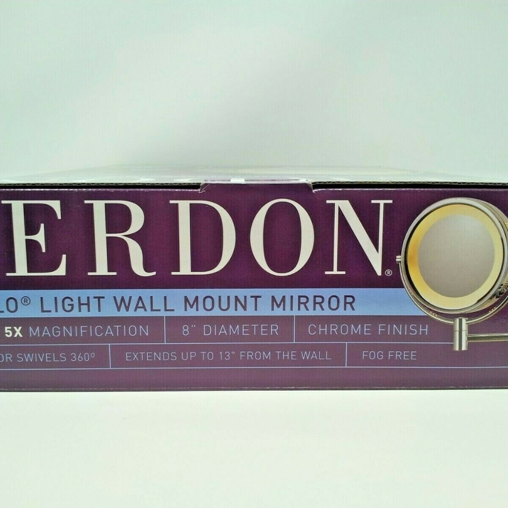 Jerdon 8-Inch Lighted Wall Mount Makeup Mirror - Picture 4 of 7